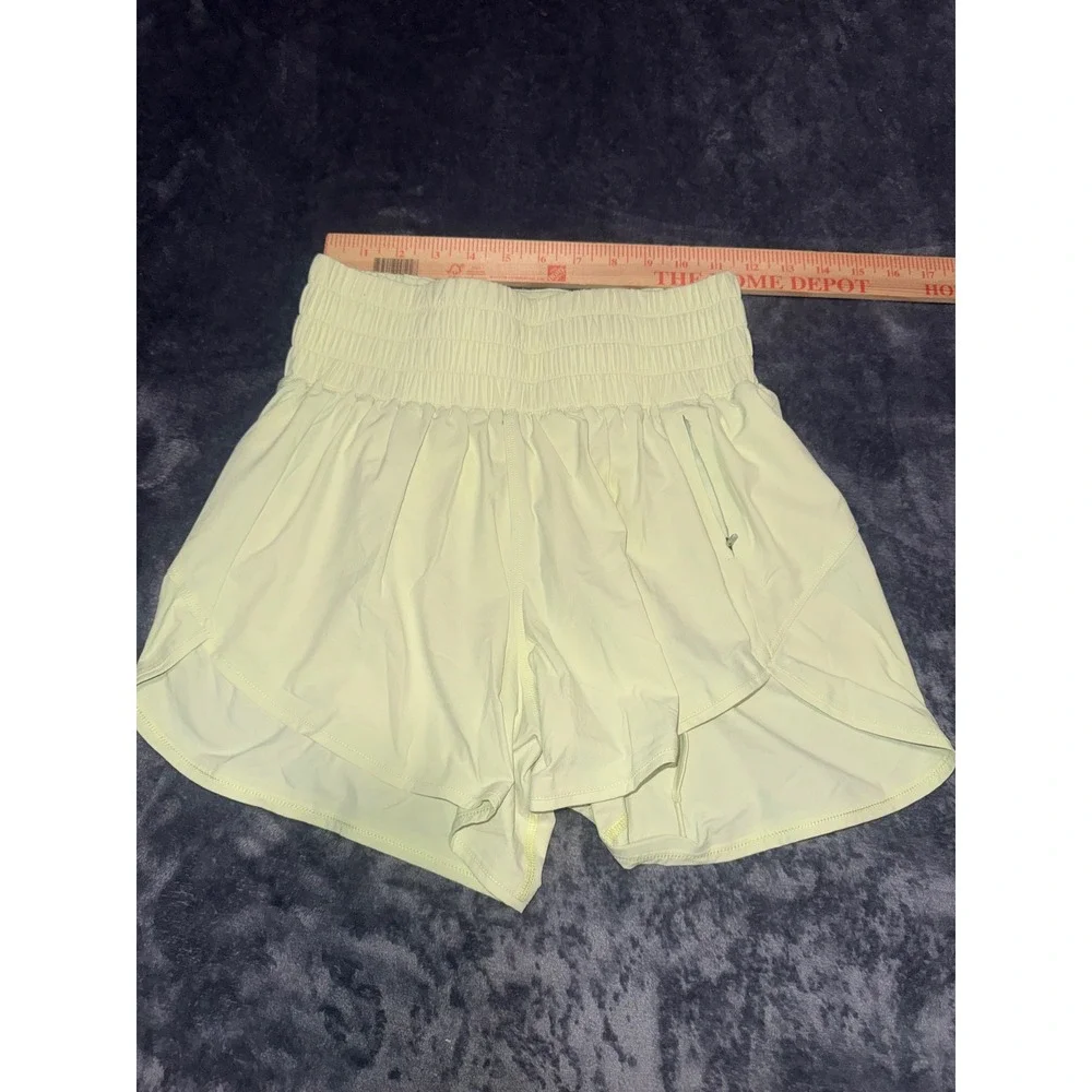 Outdoor Voices Rectrek Shorts Womens Small Lime Green Smocked High Rise RN147908